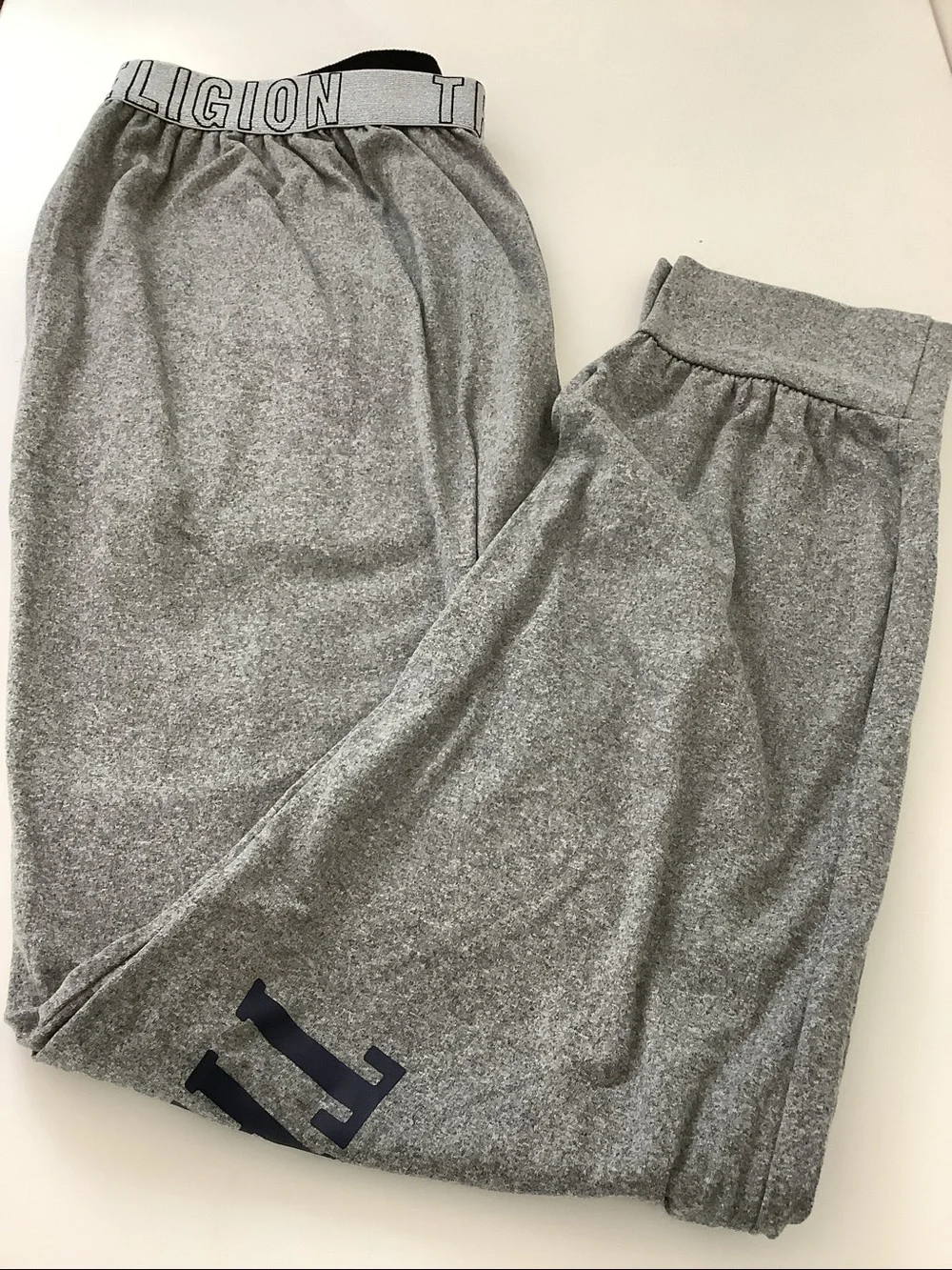 True Religion Heather Gray Jogger Pants with Navy Logo